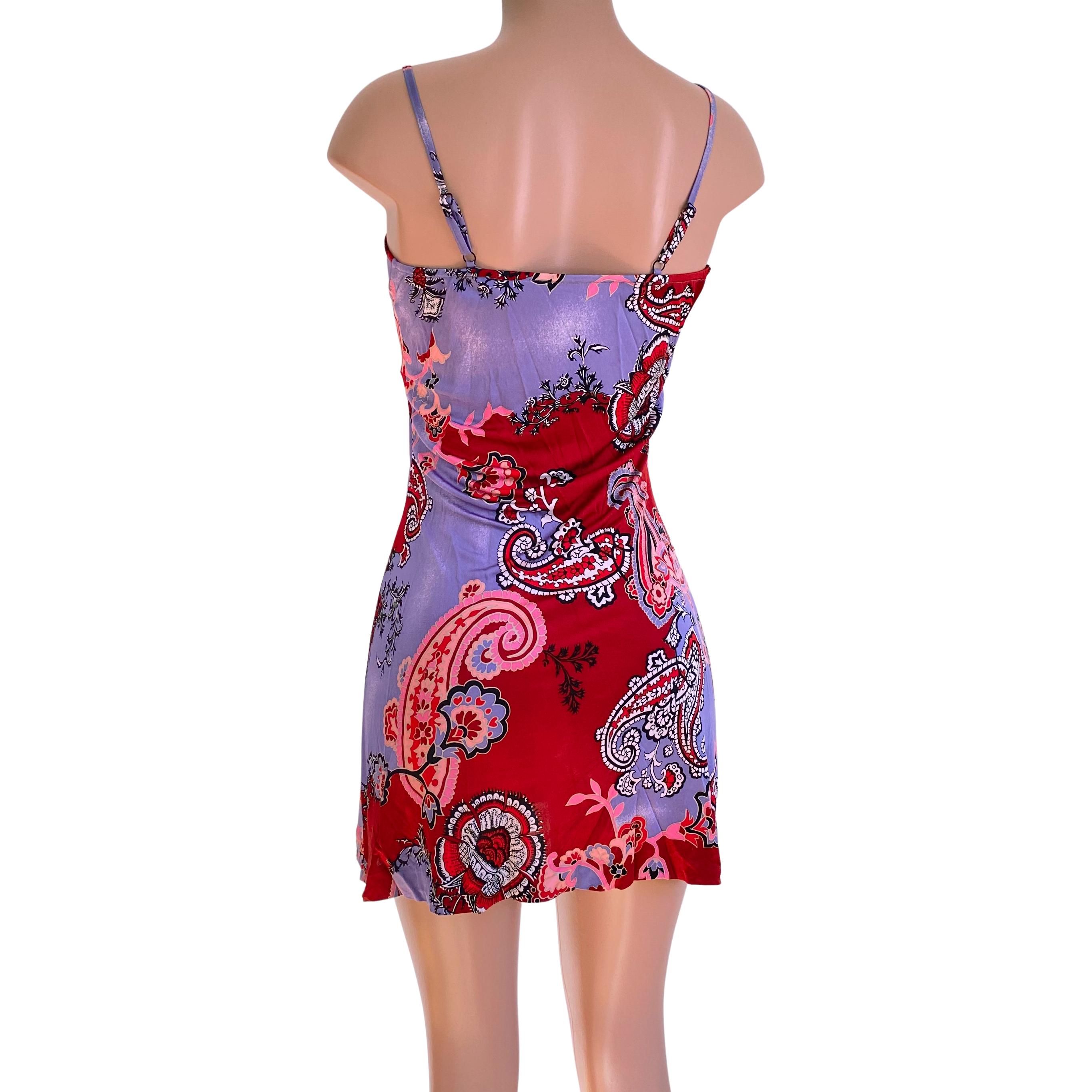 Pink Flora Kung Boho print Silk Mini Dress - NWT For Sale
