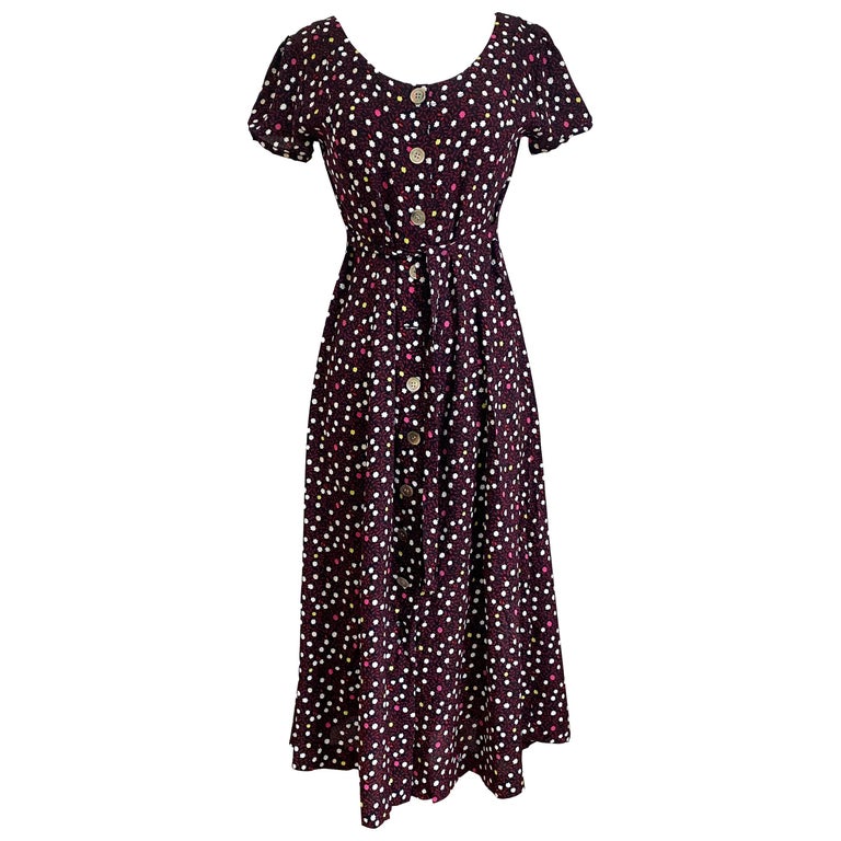 Flora Kung Button Down Printed Silk Crepe Tea Dress For Sale at 1stDibs