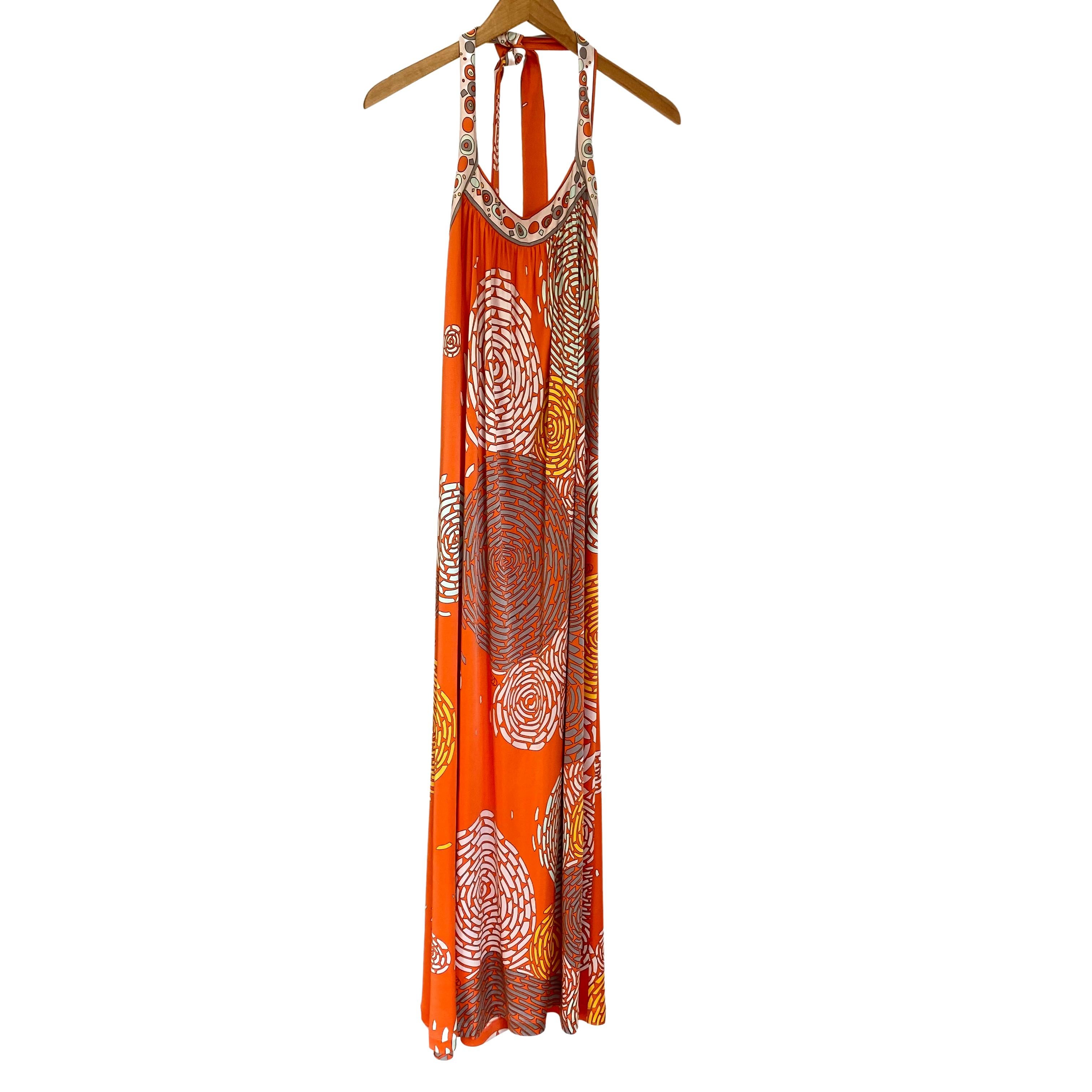 Brown Flora Kung Coral Floral Mixed Print Maxi Boho Halter Dress NWT  For Sale