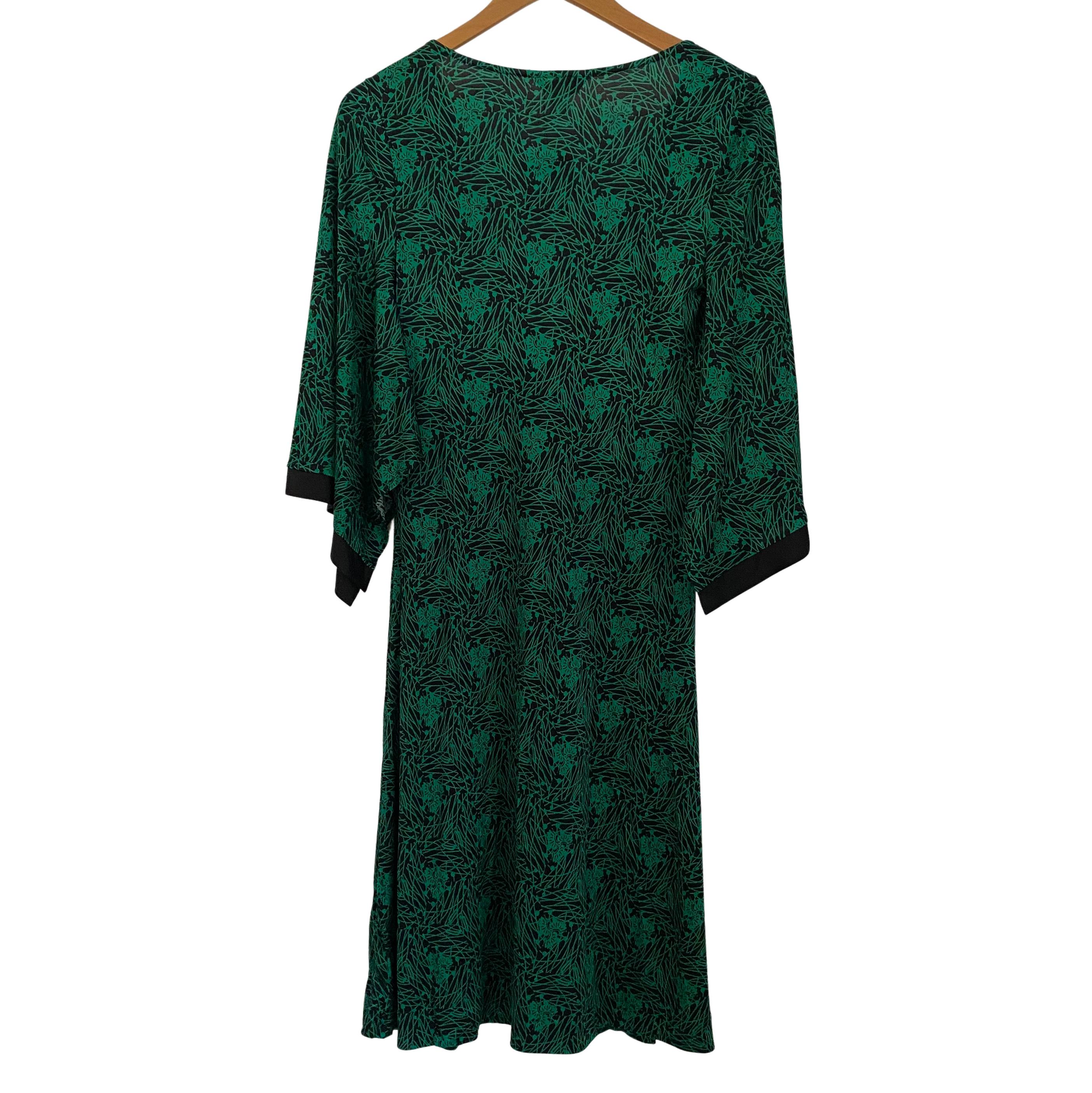Flora Kung Emerald Print Kimono Silk Dress - NWT For Sale 1