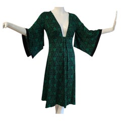 Flora Kung Emerald Print Kimono Silk Dress - NWT
