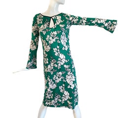 FLORA KUNG Emerald Green Floral Print Silk Shift Dress - NWT