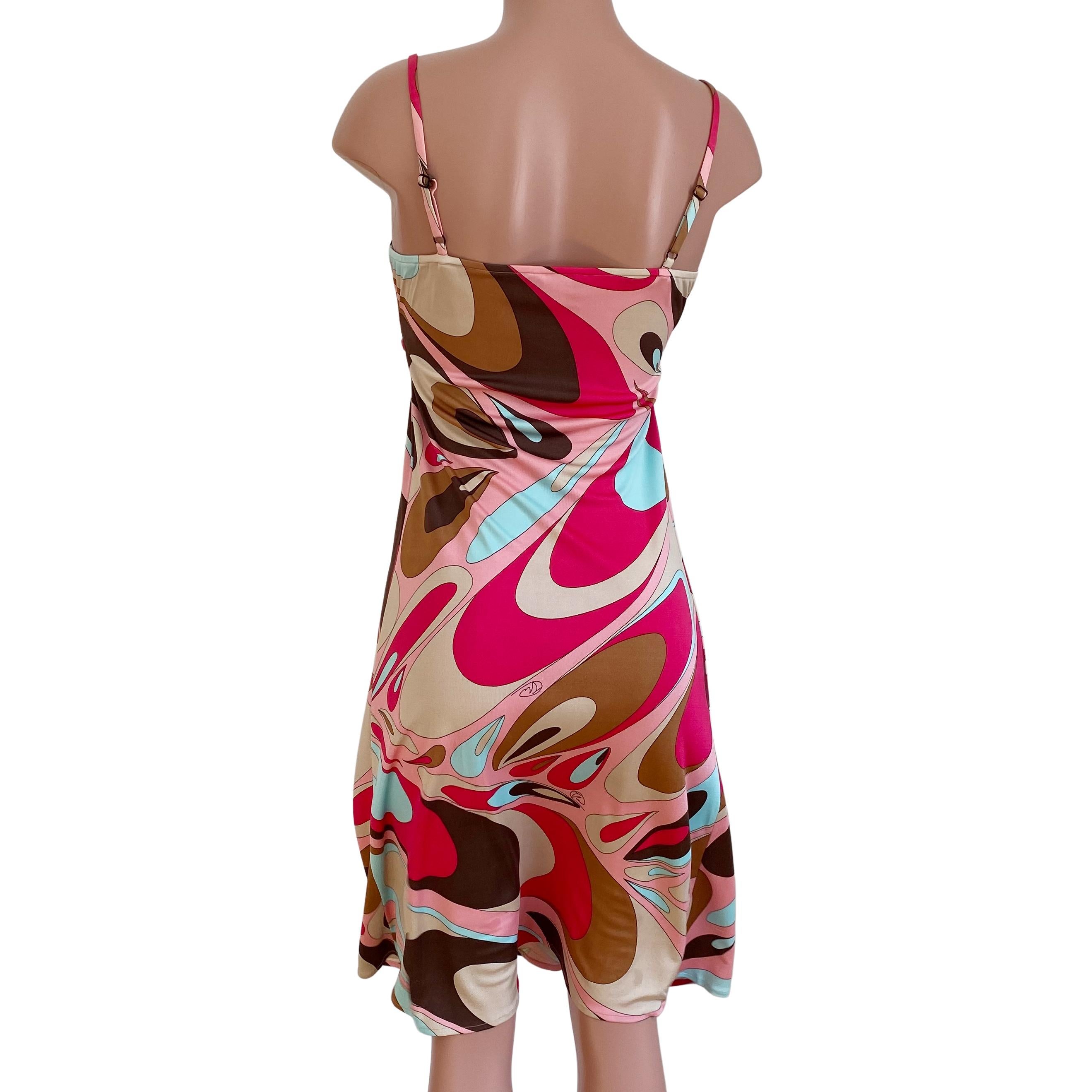 Women's Flora Kung Gelato Swirl Print Silk Jersey Midi Cami Dress NWT For Sale