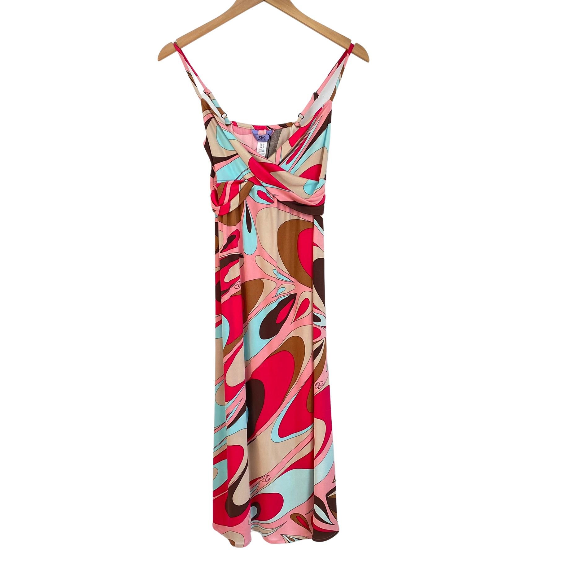 Flora Kung Gelato Swirl Print Silk Jersey Midi Cami Dress NWT For Sale 2