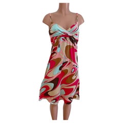 Flora Kung Gelato Swirl Print Silk Jersey Midi Cami Dress NWT