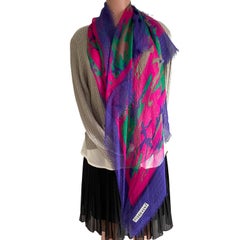 Flora Kung Jewel Color Camouflage Print Oversize Silk Muslin Scarf