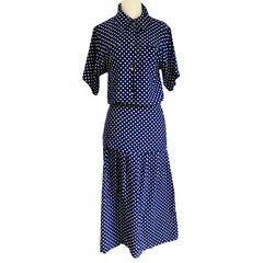 FLORA KUNG Lovisa Navy Pindot Midi Shirt Dress NWT