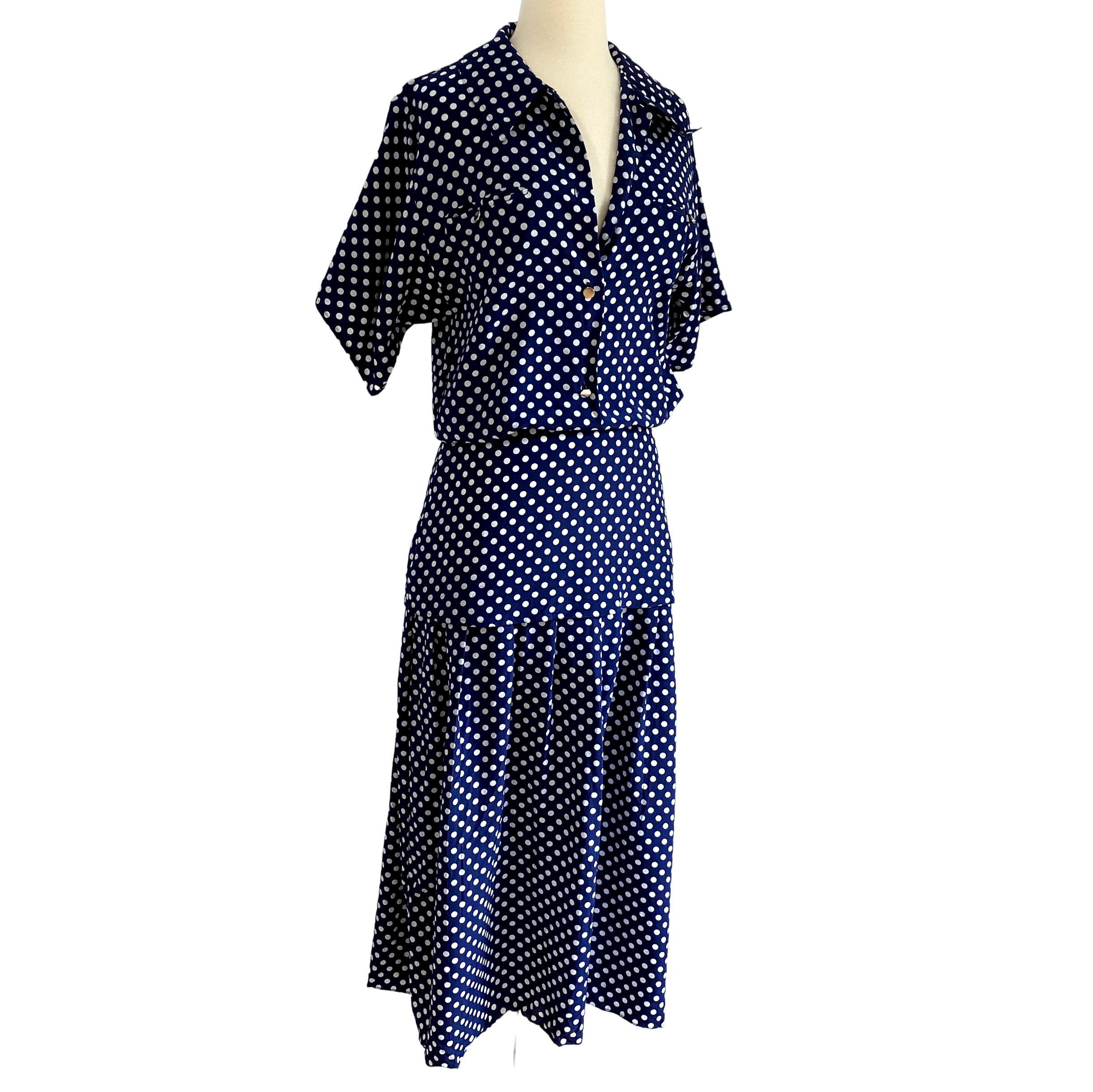 Women's FLORA KUNG Lovisa Navy Pindot Midi Shirt Dress NWT For Sale