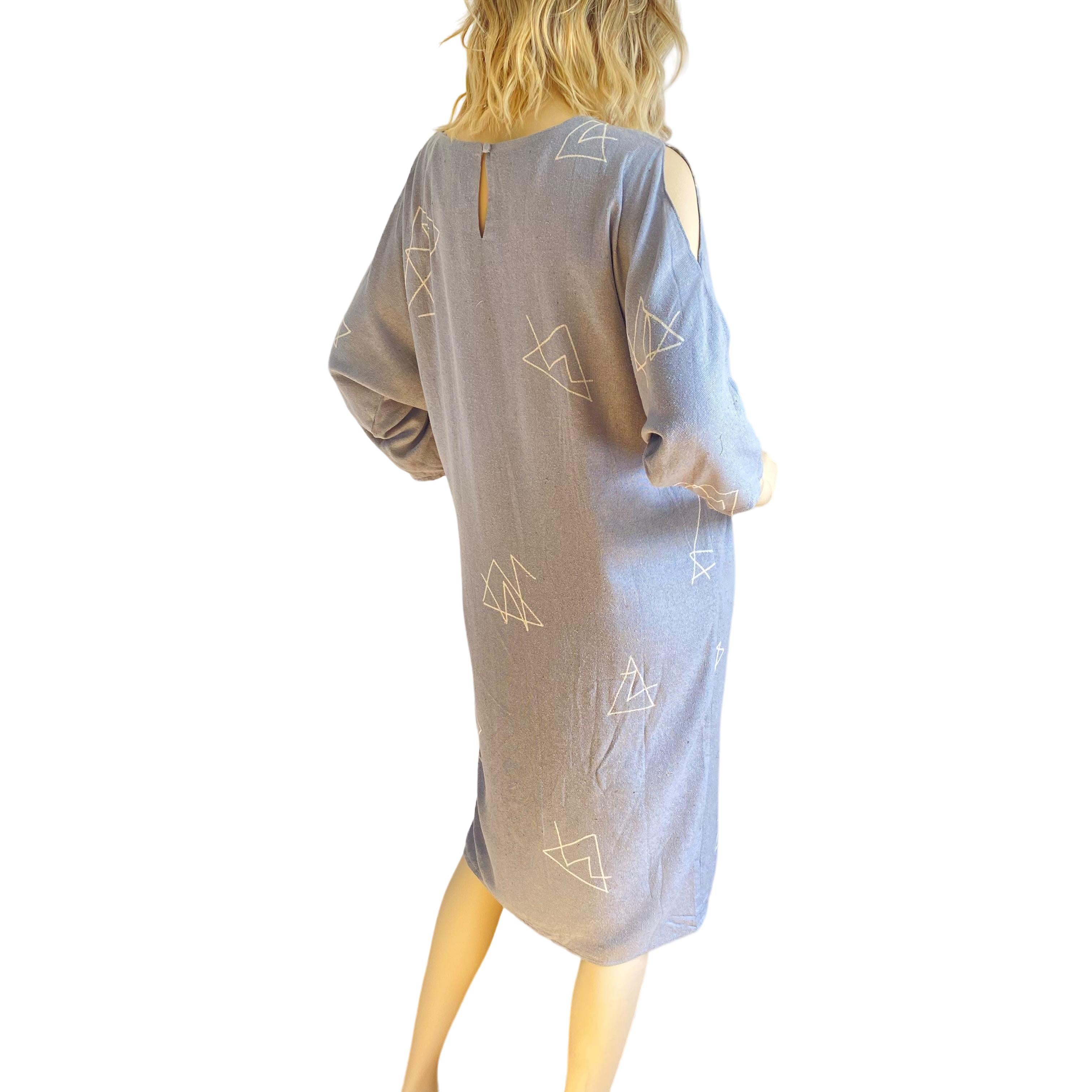 Women's Flora Kung Minimalist Modern Gray Silk cocoon Cold-Shoulder Dress For Sale