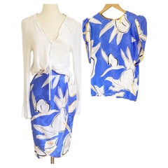 Flora Kung Printed Silk Tulip Top + Wrap Skirt - with tag