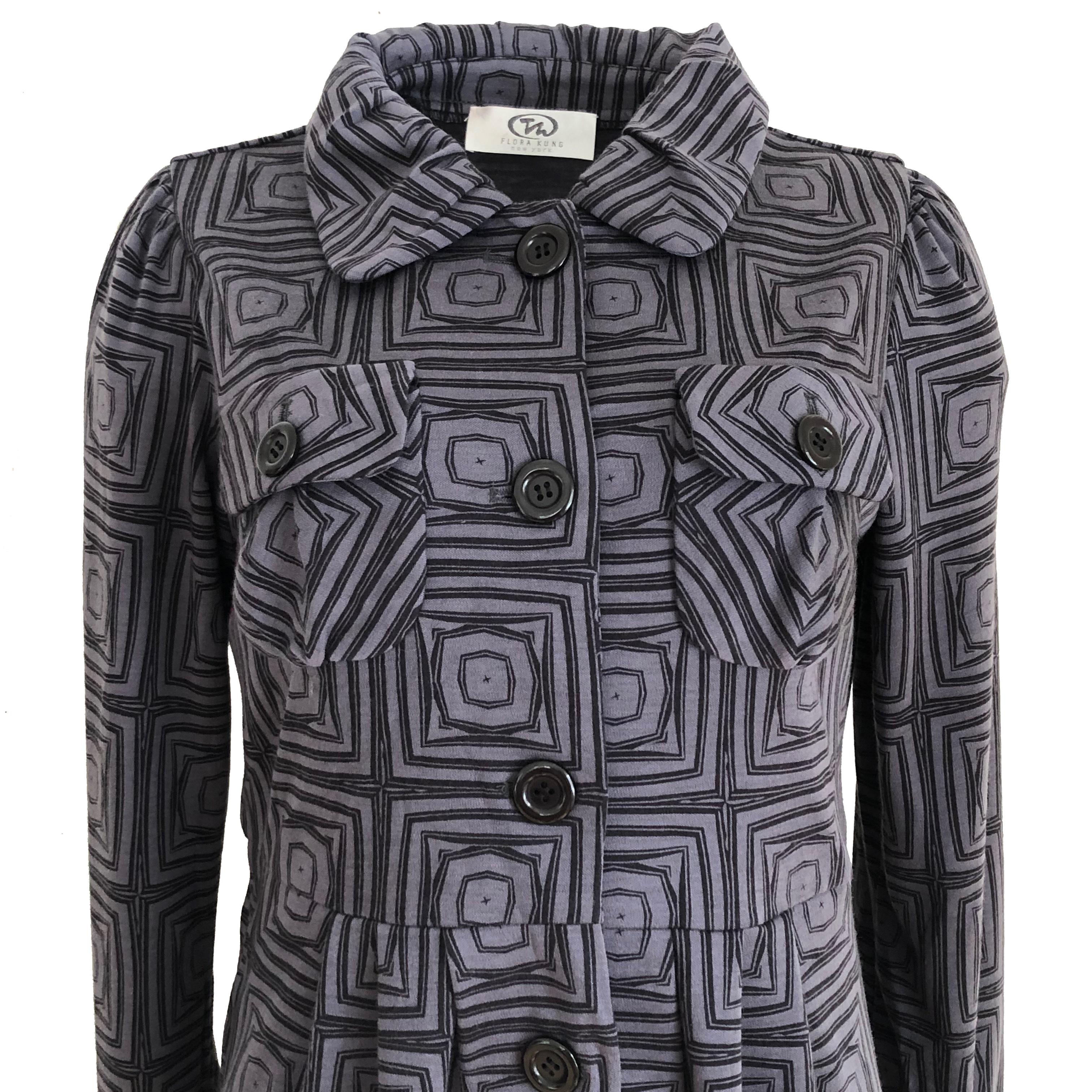 Flora Kung printed wool jersey knit NWT coat dress  In New Condition For Sale In Boston, MA