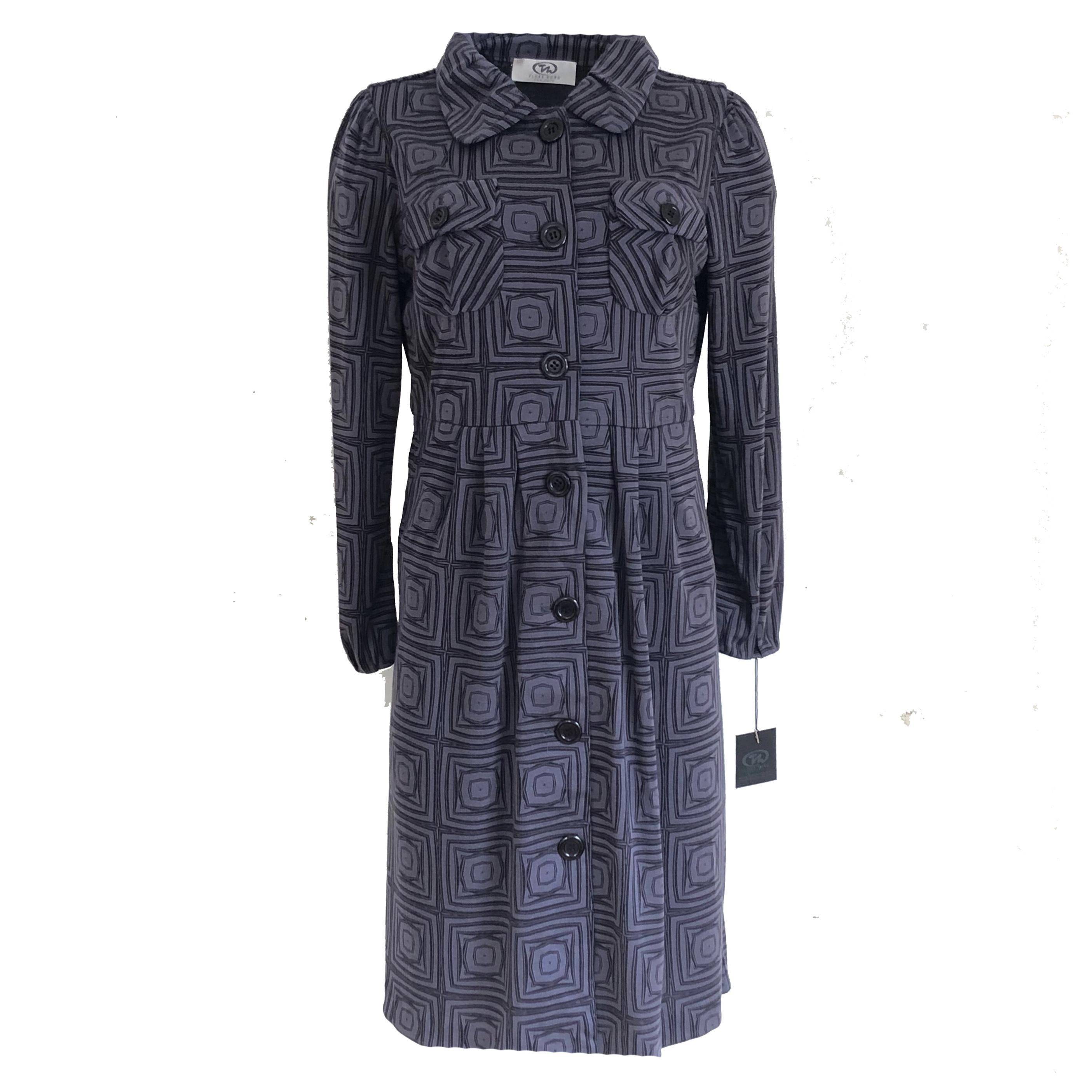 Women's Flora Kung printed wool jersey knit NWT coat dress  For Sale