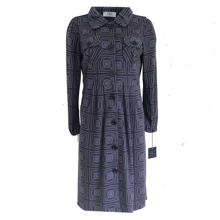 Flora Kung printed wool jersey knit NWT coat dress For Sale at 1stDibs