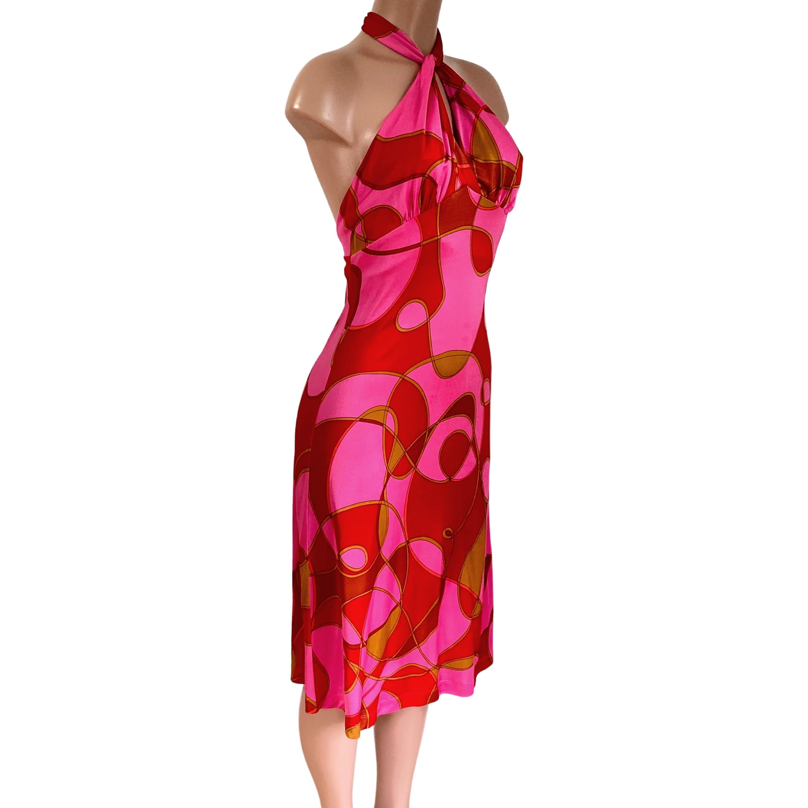 FLORA KUNG ruby pink silk jersey dress