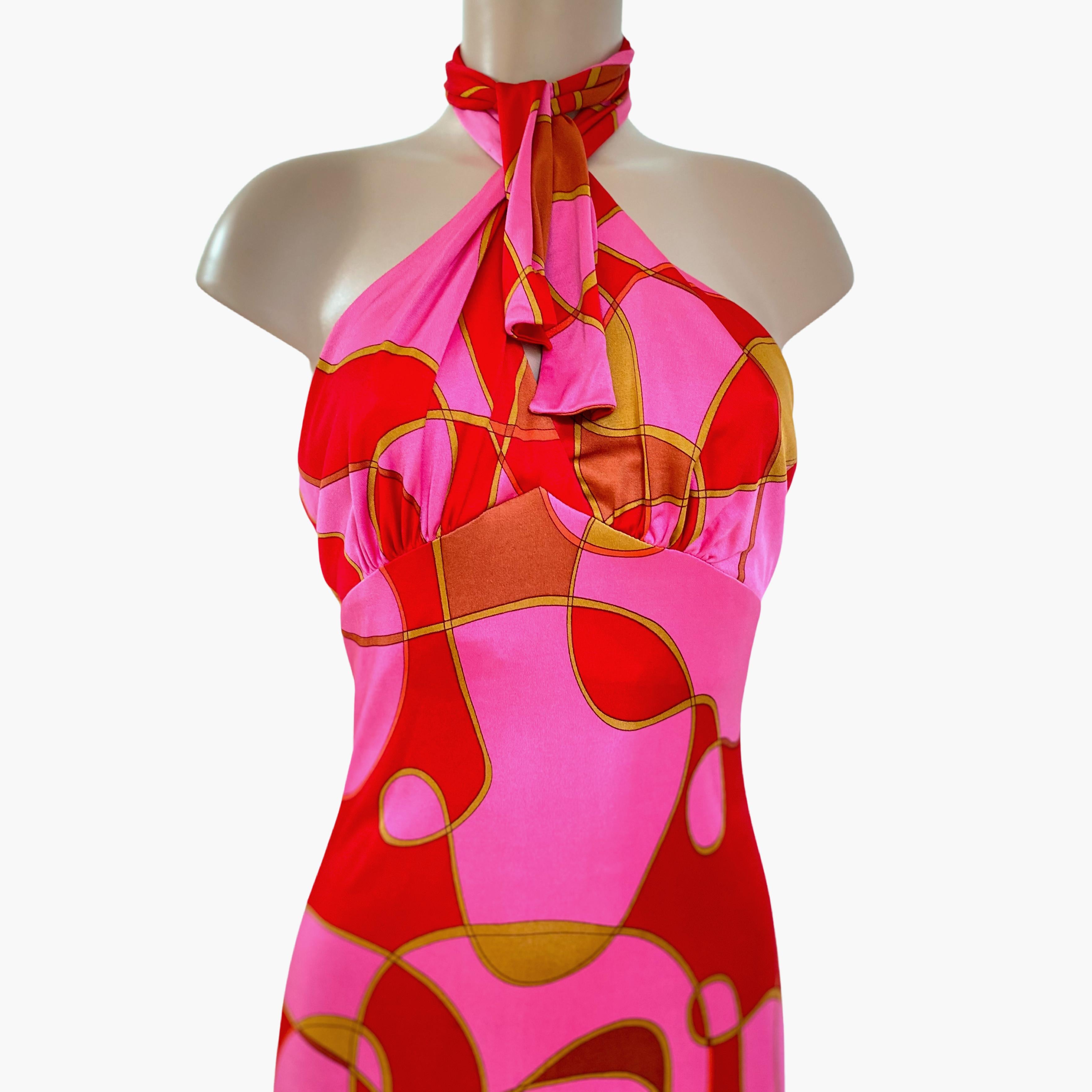 FLORA KUNG ruby pink silk jersey dress In New Condition In Boston, MA