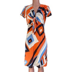 Flora Kung self-tie Plunge-V Printed Silk Dress