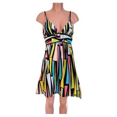 Flora Kung Sorbet Color Cut Glass Print Silk Slip Dress - NWT 