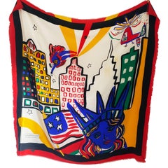 Flora Kung 'Superman saves NYC' silk scarf