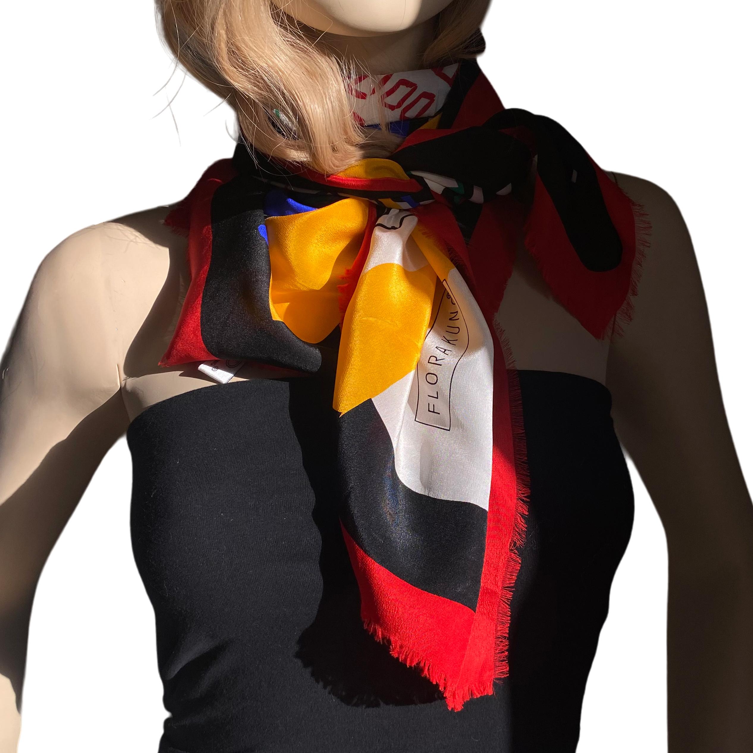 Flora Kung 'Superman saves NYC' silk scarf For Sale 1