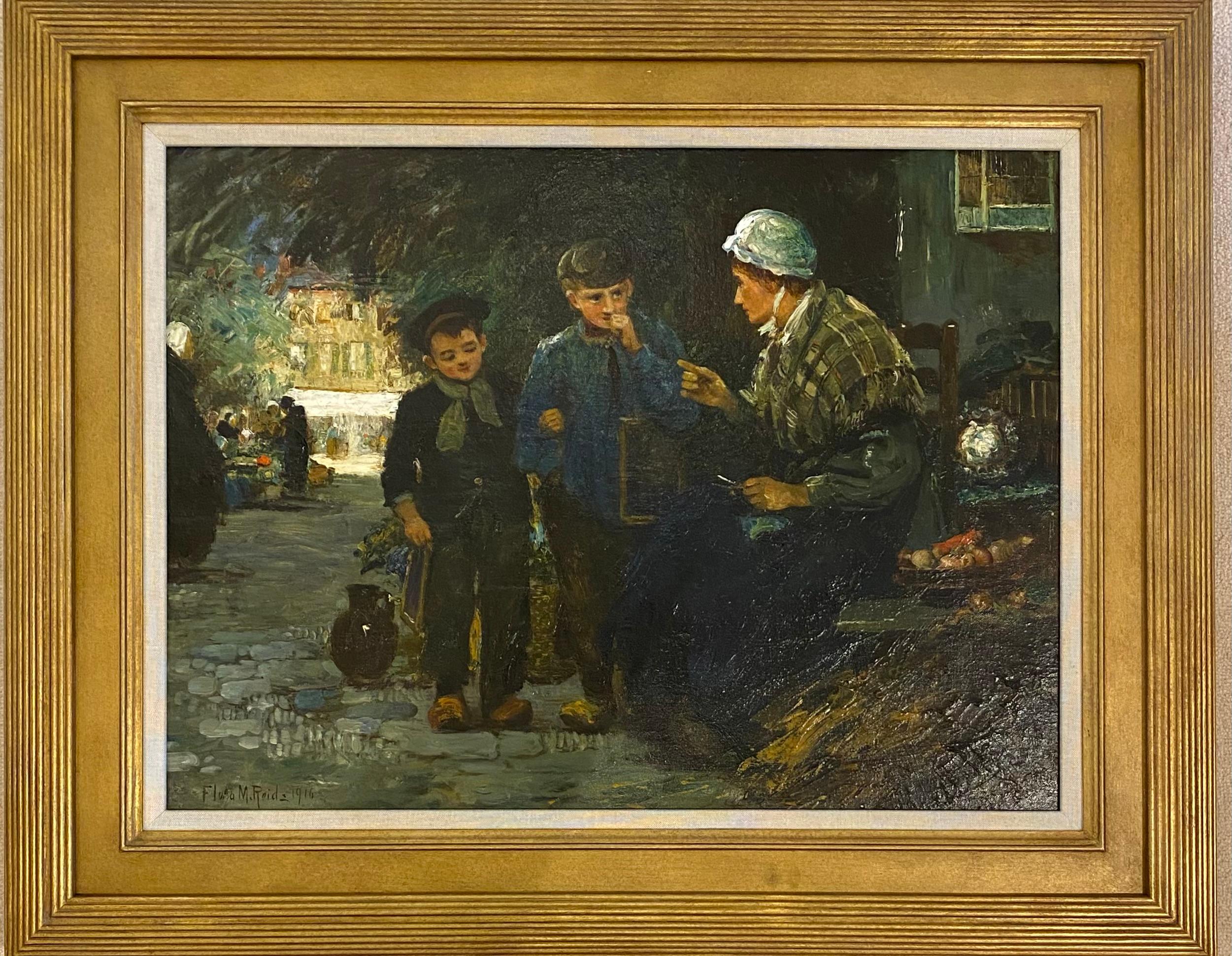 A MOTHER’S LESSON - Painting by Flora MacDonald Reid