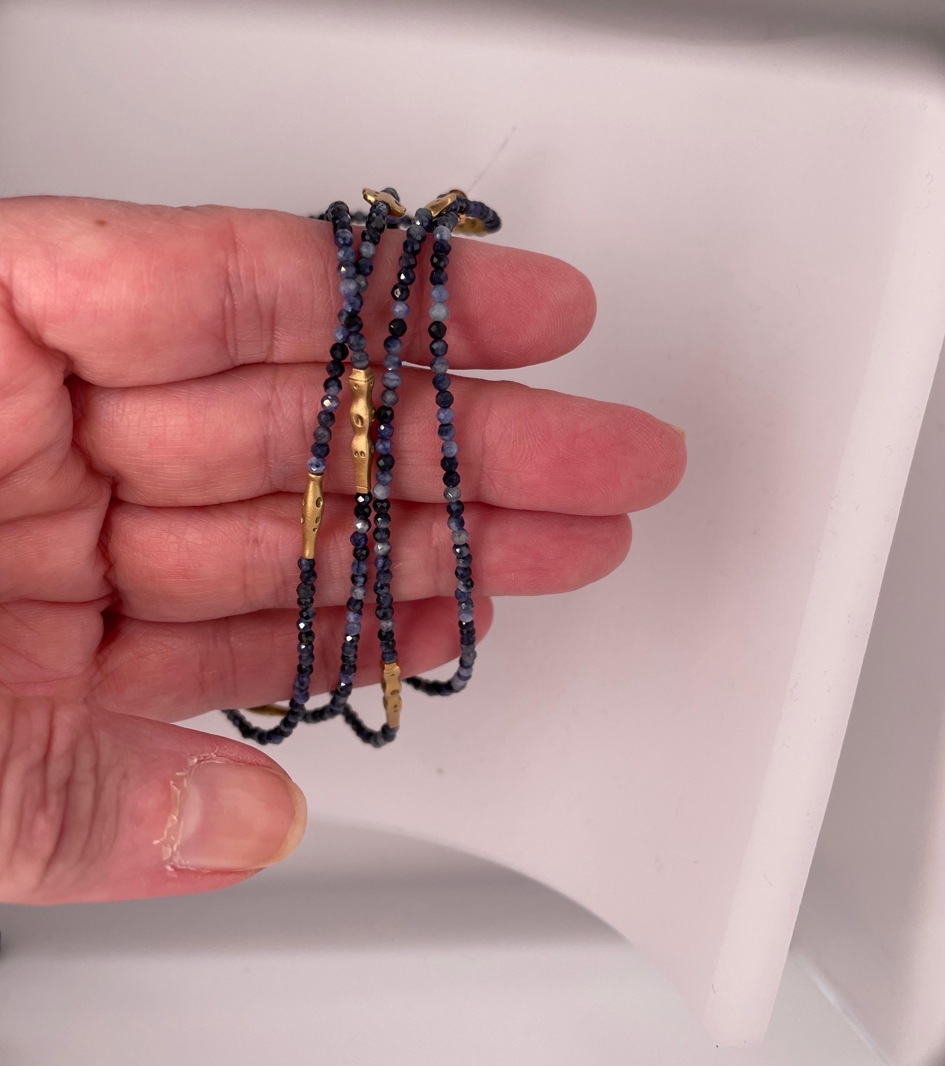 Modern “Flora” Milky Blue Sapphire Beaded Necklace