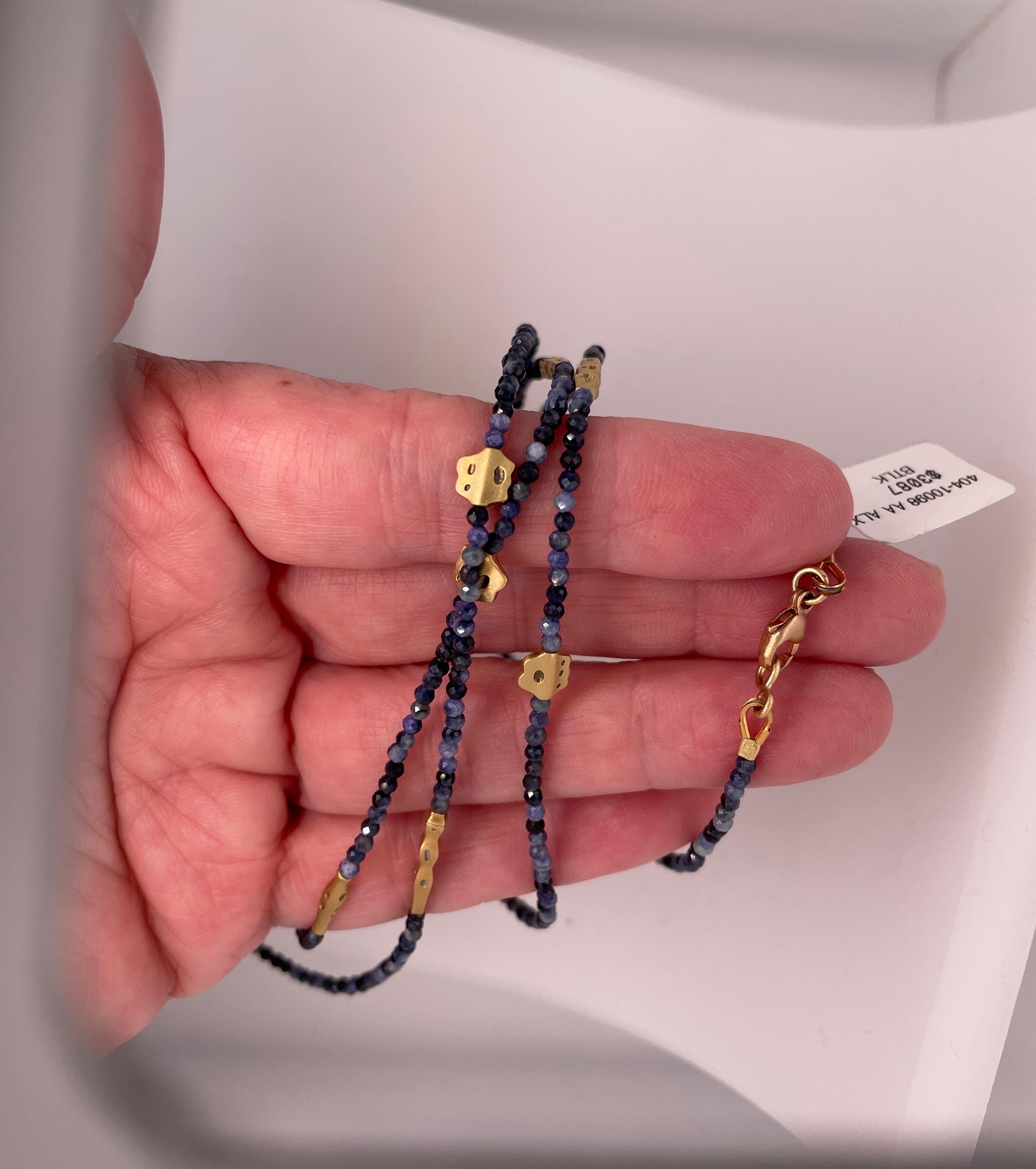 Women's or Men's “Flora” Milky Blue Sapphire Beaded Necklace