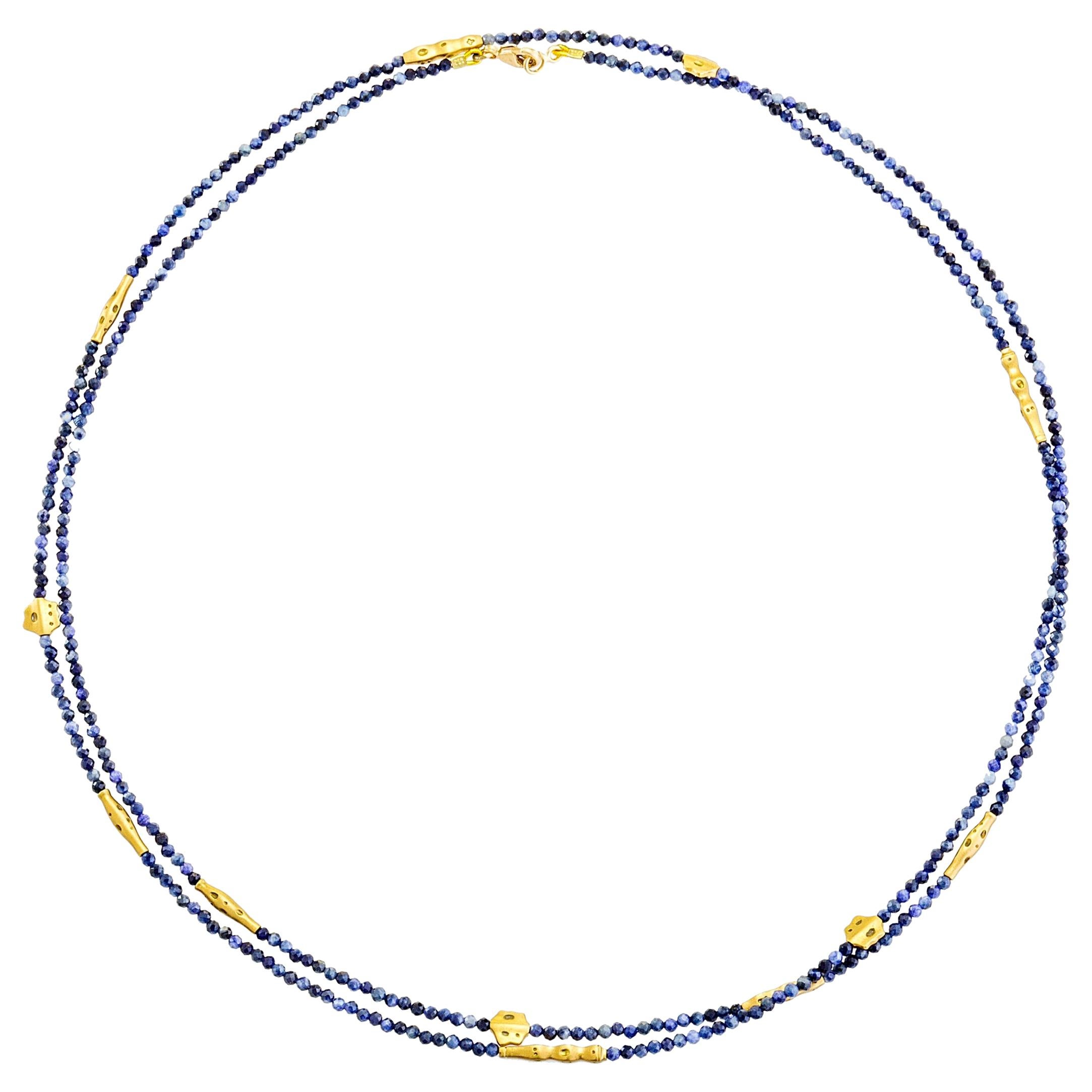 “Flora” Milky Blue Sapphire Beaded Necklace