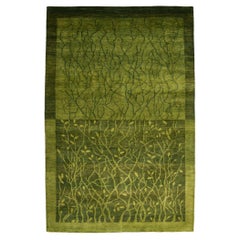 Flora - Mid-Century Modern Lush Green Ivy Garden Carpet - 6' x 9'
