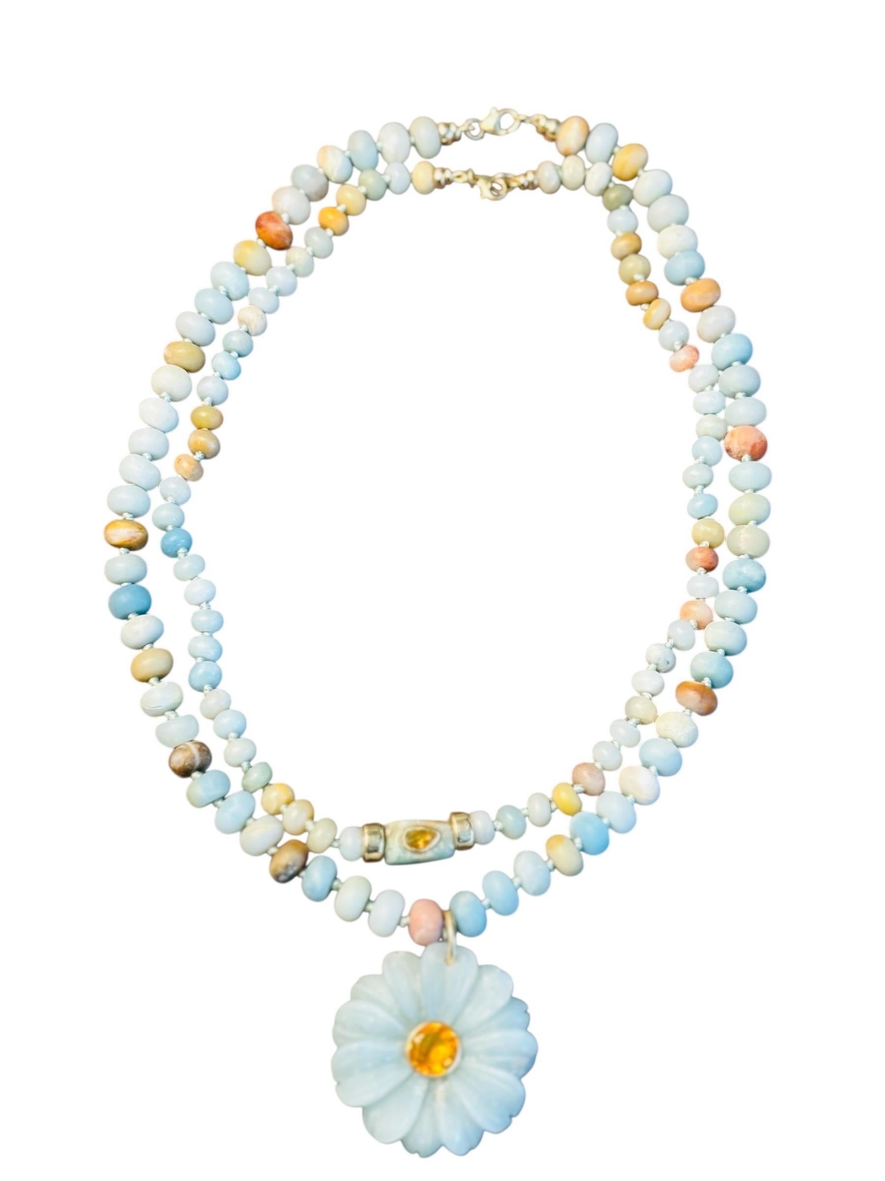 FLORA Necklace, Amazonite, Citrine & 14k Gold with Gold Charm Enhancer im Angebot 7