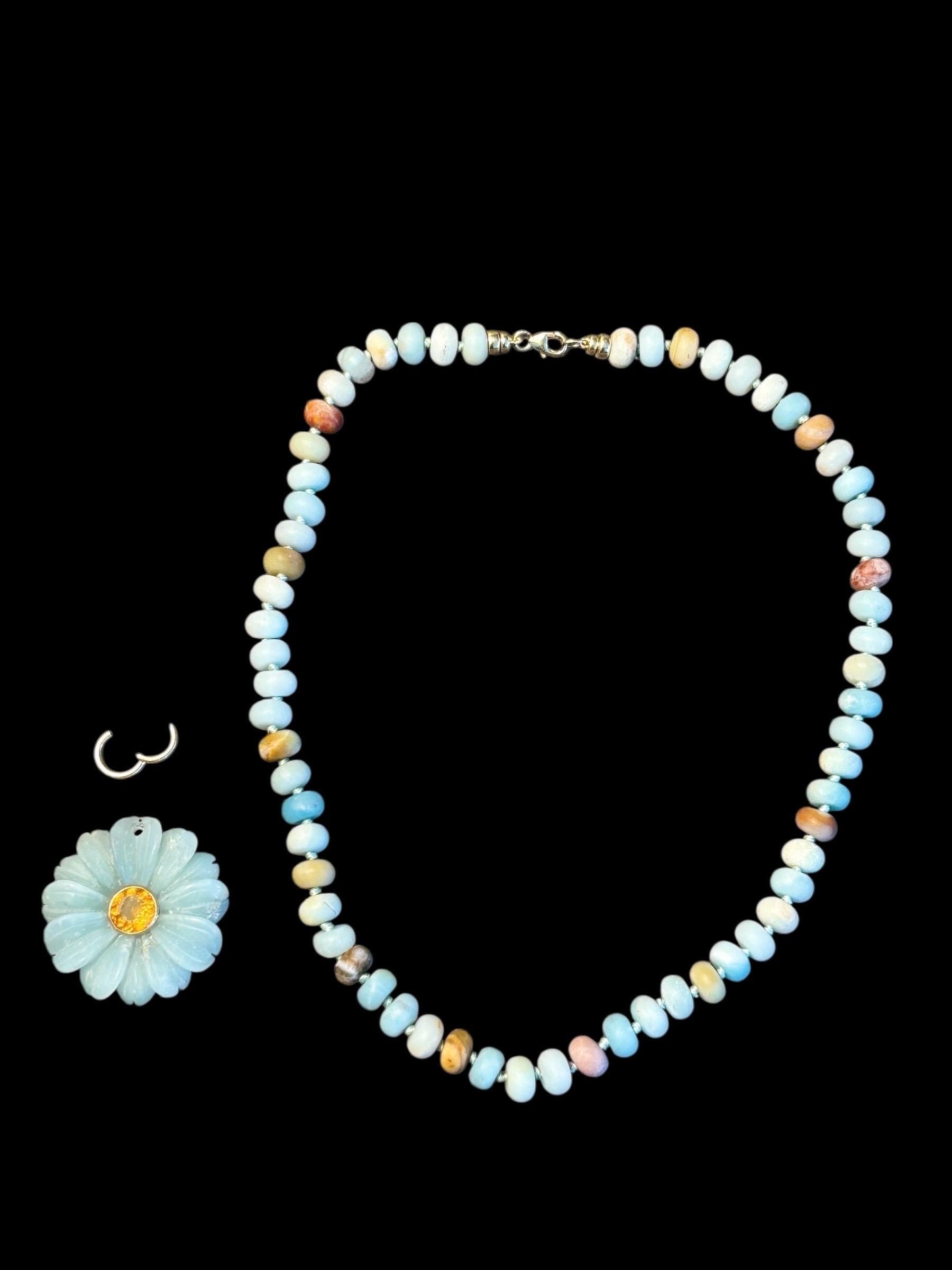 FLORA Necklace, Amazonite, Citrine & 14k Gold with Gold Charm Enhancer im Angebot 2