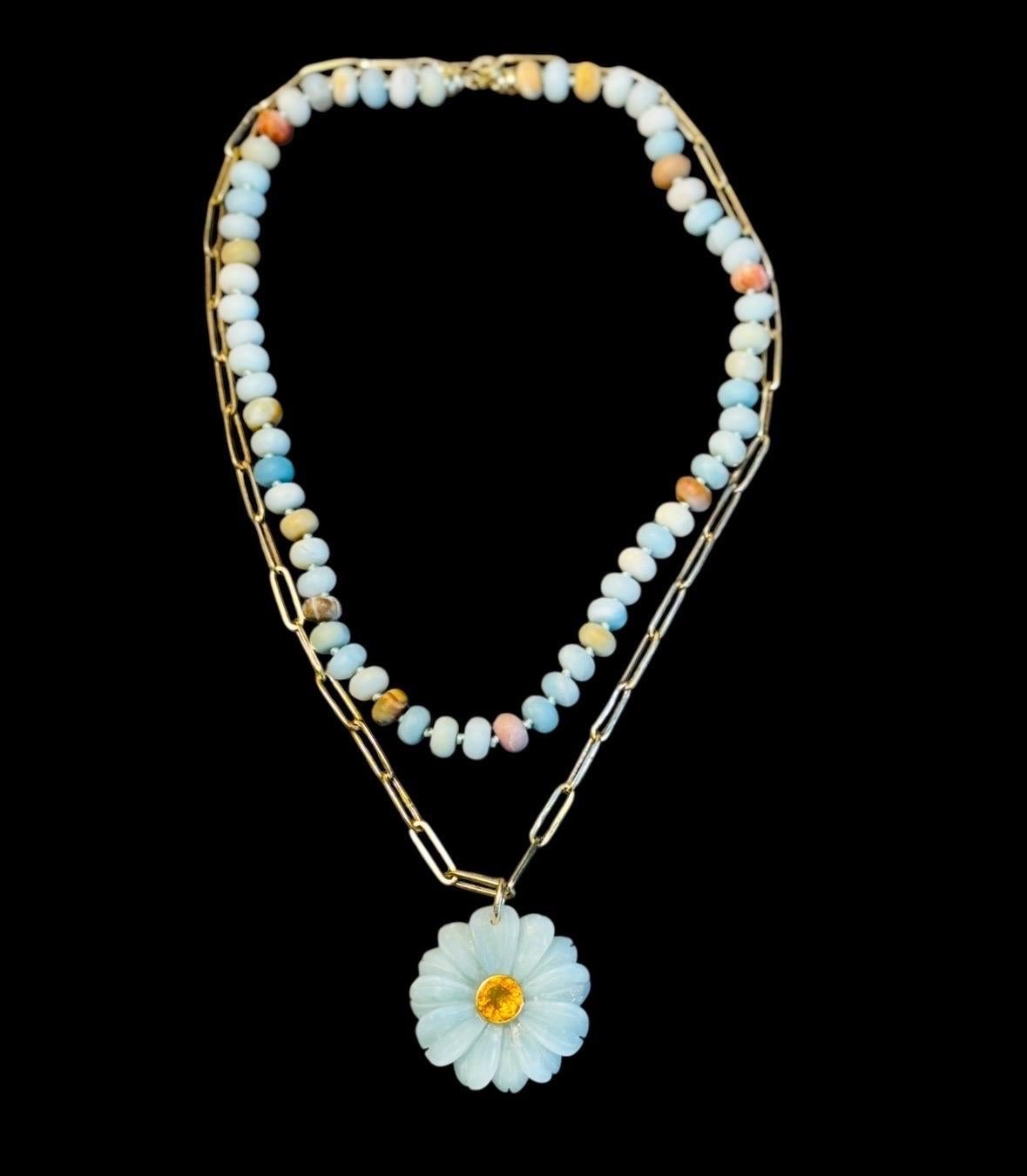 FLORA Necklace, Amazonite, Citrine & 14k Gold with Gold Charm Enhancer im Angebot 3