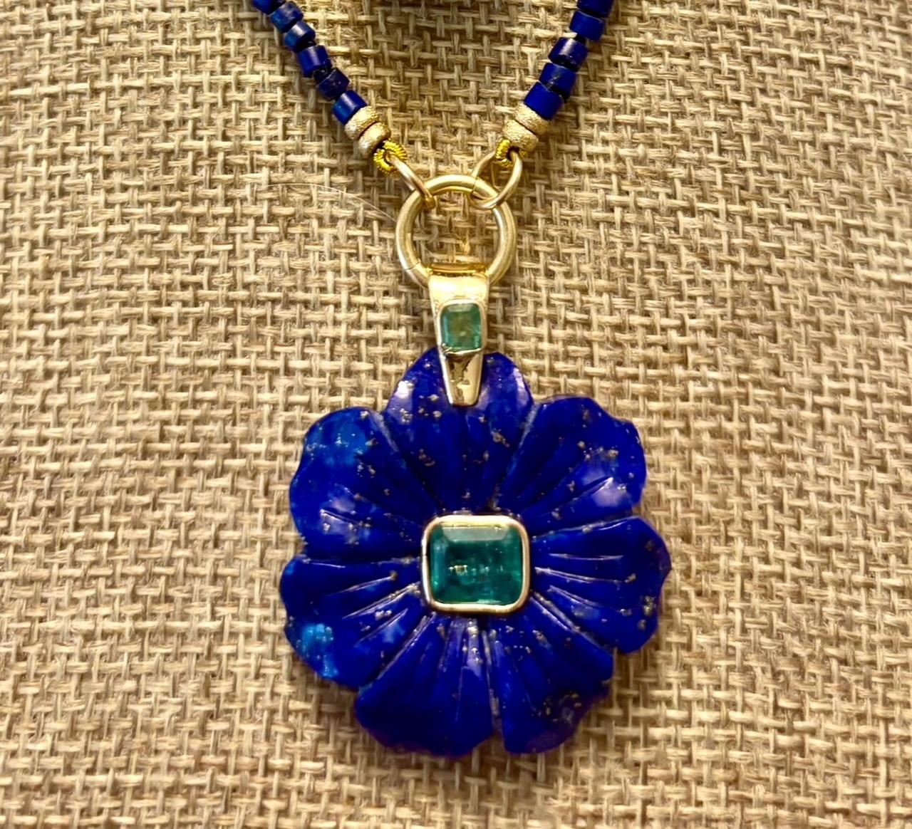 COLLANA FLORA, lapis, smeraldi e oro 14k in vendita 6