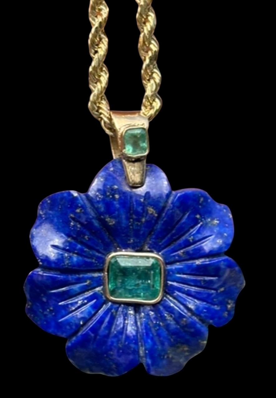 COLLANA FLORA, lapis, smeraldi e oro 14k in vendita 1