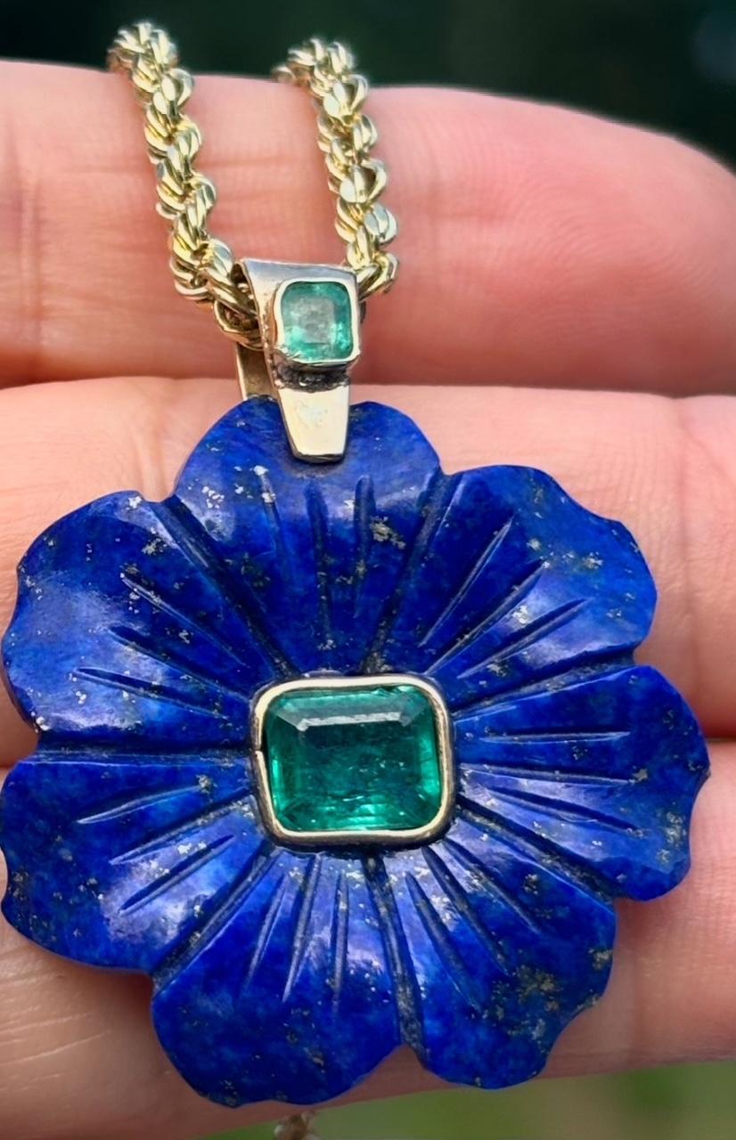 COLLANA FLORA, lapis, smeraldi e oro 14k in vendita 2