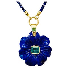 FLORA NECKLACE, Lapis, Smaragde und 14k Gold