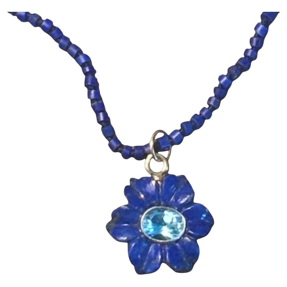 FLORA NECKLACE, Lapis Lazuli, Blue Topaz & 14k Gold