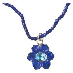 FLORA NECKLACE, Lapis Lazuli, Blue Topaz & 14k Gold