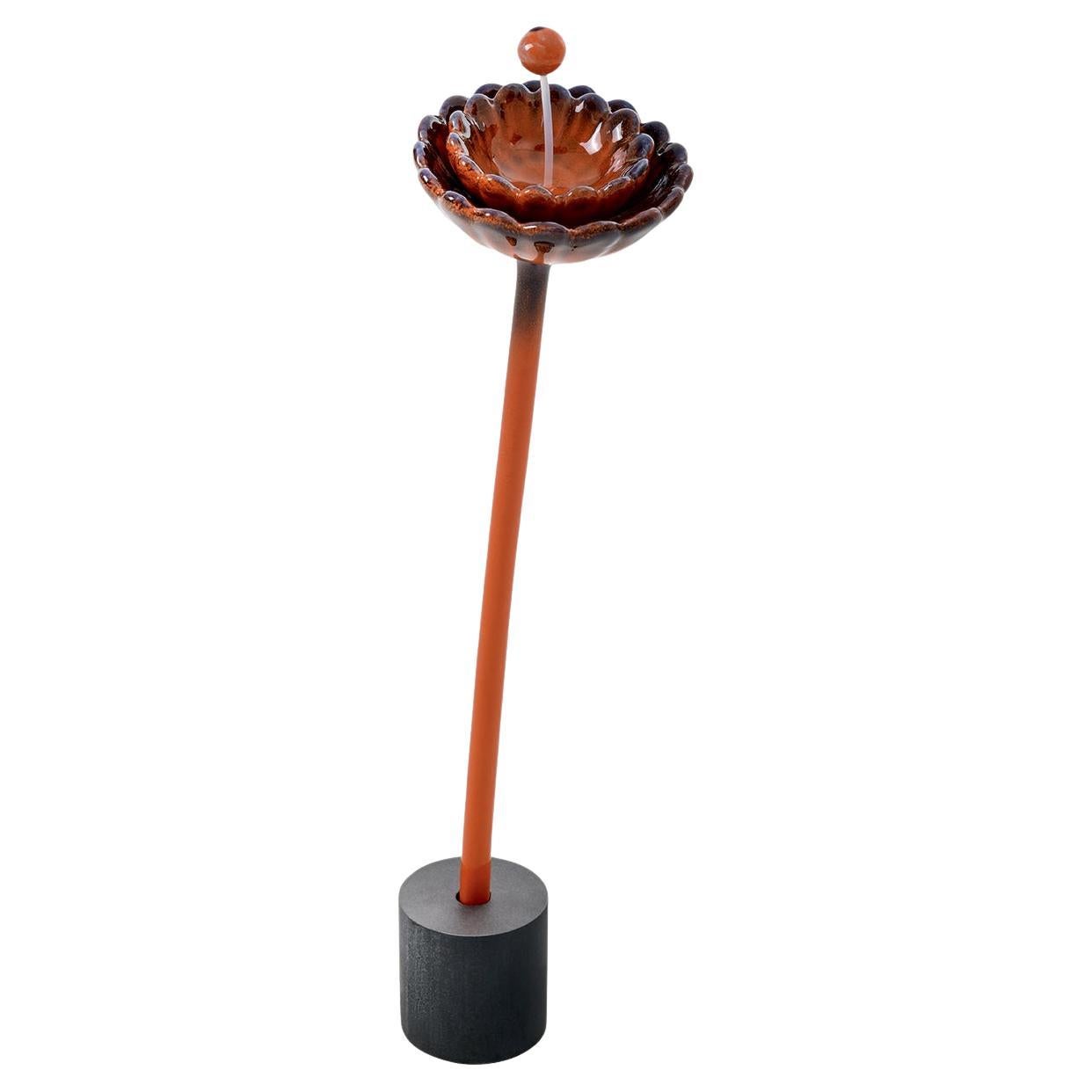 Flora Orange Berry Flower Glazed Ceramic Sculpture