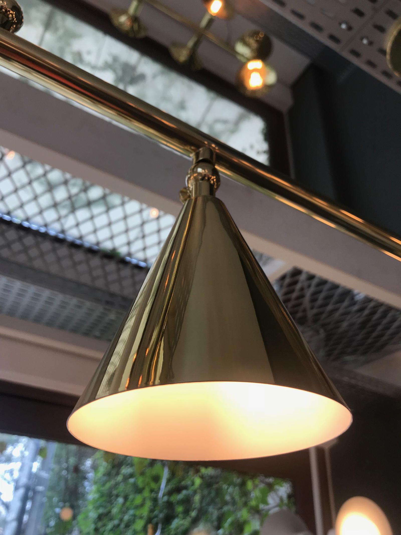 Modern Contemporary Minimalist Brass Pendant Light For Sale