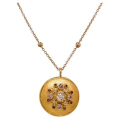 Flora Pendant - 18ct yellow gold with mixed diamond accents