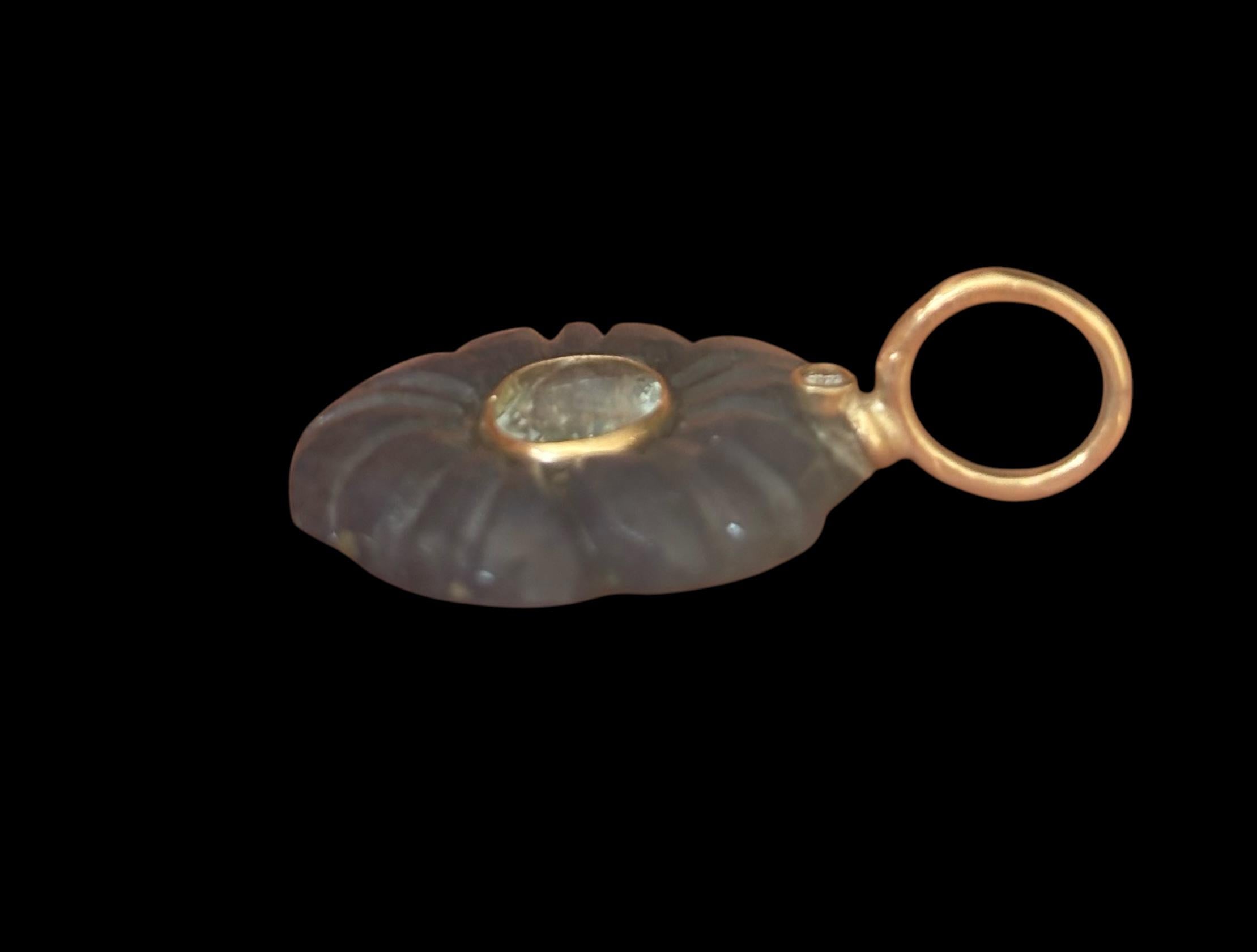 FLORA PENDANT, Blue Aventurine, Blue Topaz, Diamond & 14k Gold For Sale 2