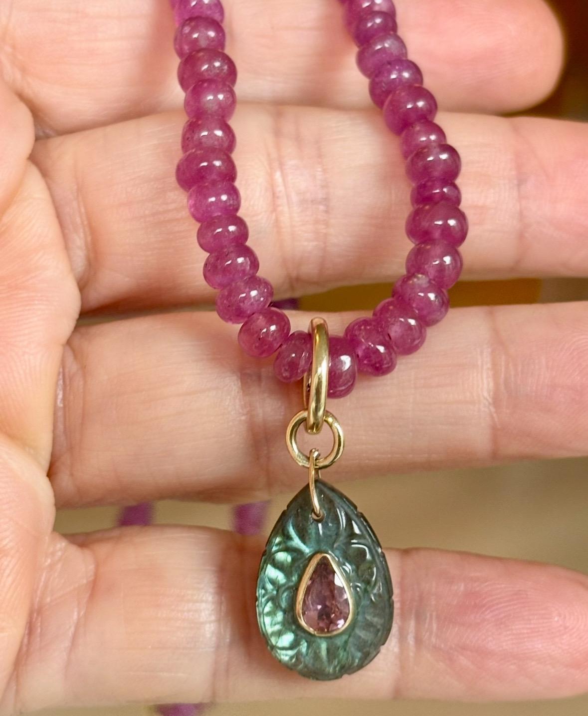 FLORA Pendant, Tourmaline Flower with Mandarin Garnet & 14k Gold in vendita 4