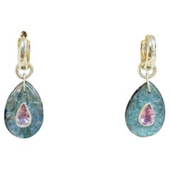 FLORA Petal Earrings: Labradorite, Pink Tourmaline, Daimonds & 14k Gold