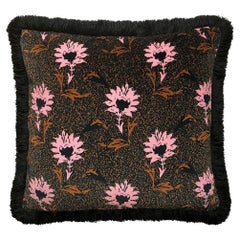 Flora Pink Velvet Fringe Cushion