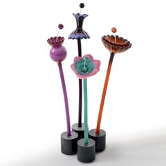 Scultura in ceramica smaltata Flora Purple Rose Flower