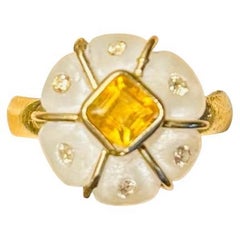 FLORA RING, Moonstone, Citrine, Champagne Diamonds, 14k Gold