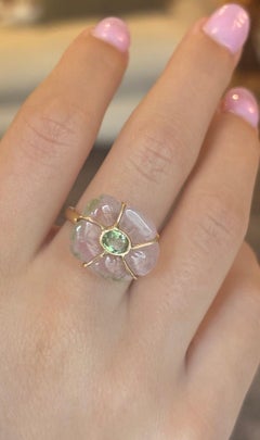 FLORA Ring, Watermelon Tourmaline, Green Tourmaline and 14k Gold