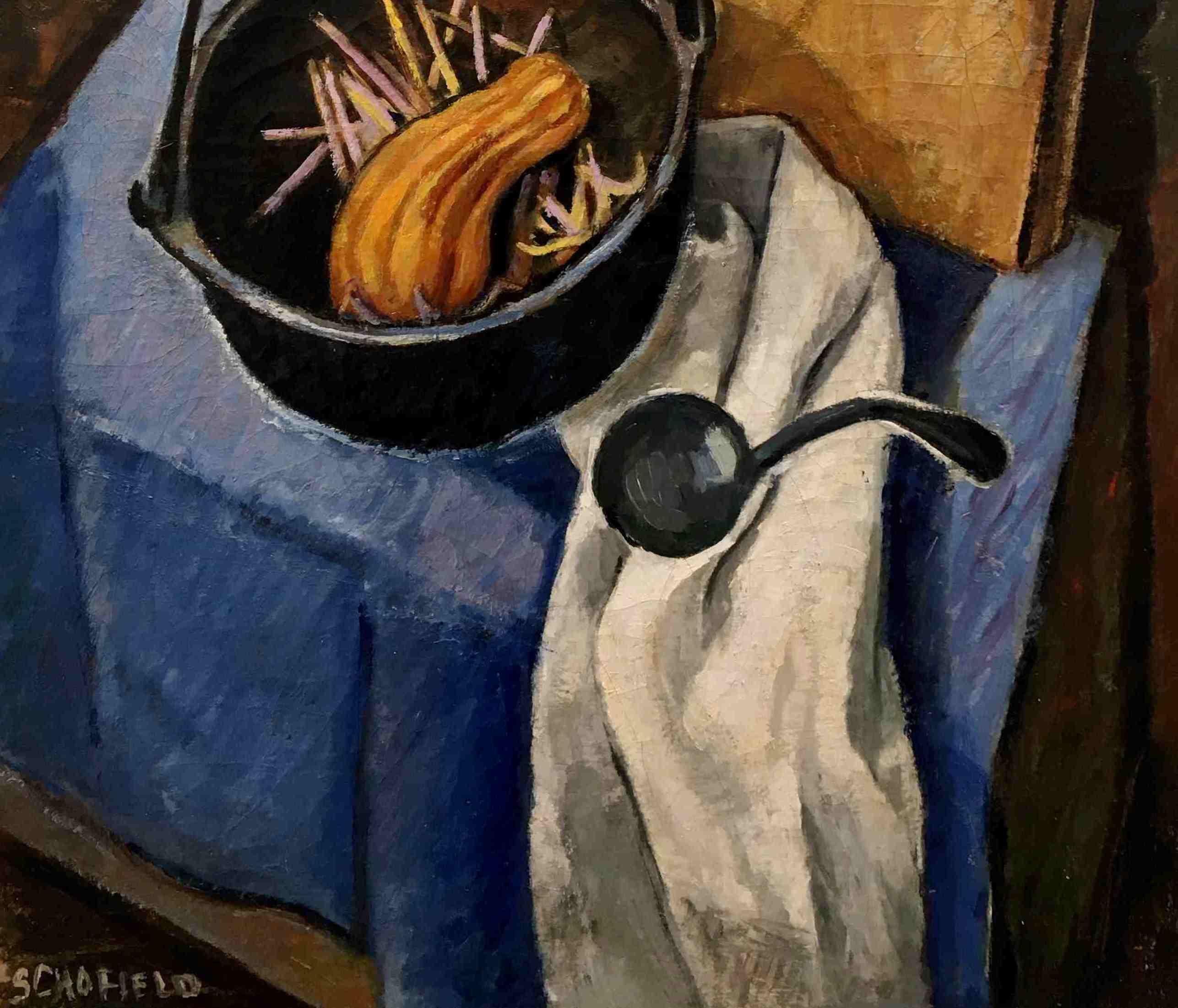 1940s Still Life of Squash by Notable Chicago Modernist Artist Flora Schofield For Sale 1