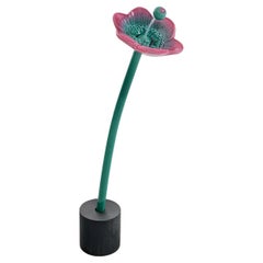 Flora Turquoise Green and Pink Fern Flower Glazed Ceramic Sculpture