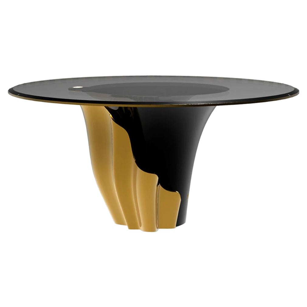 "Flora" Mesa de comedor de madera, cristal y metal
